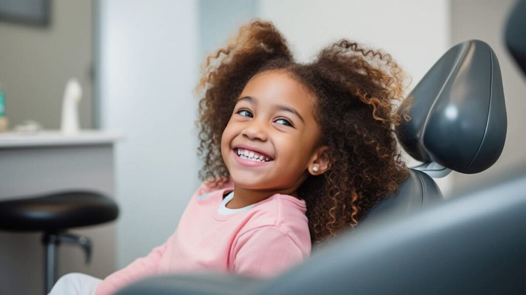orthodontiste La Possession examen d'un enfant dont la dent définitive pousse à côté de la dent de lait
